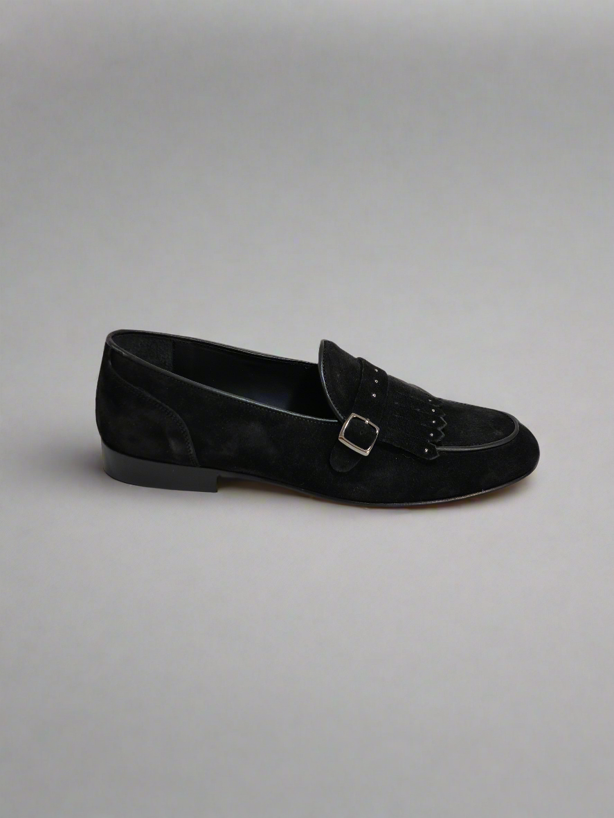 FERRINO Milano - Slippers con borchie camoscio Nero