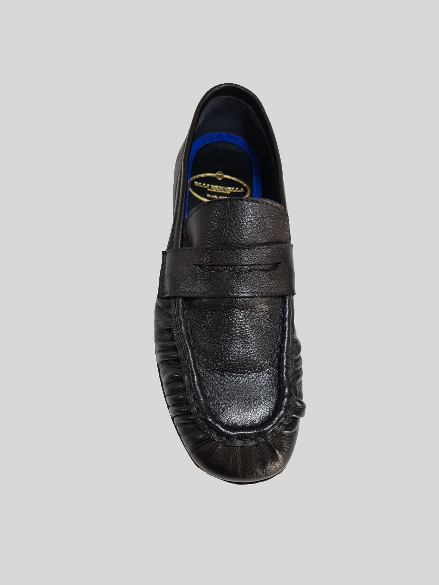 Fratelli RENNELLA 1935 - 8075 Mocassino pelle arricciata capra nero
