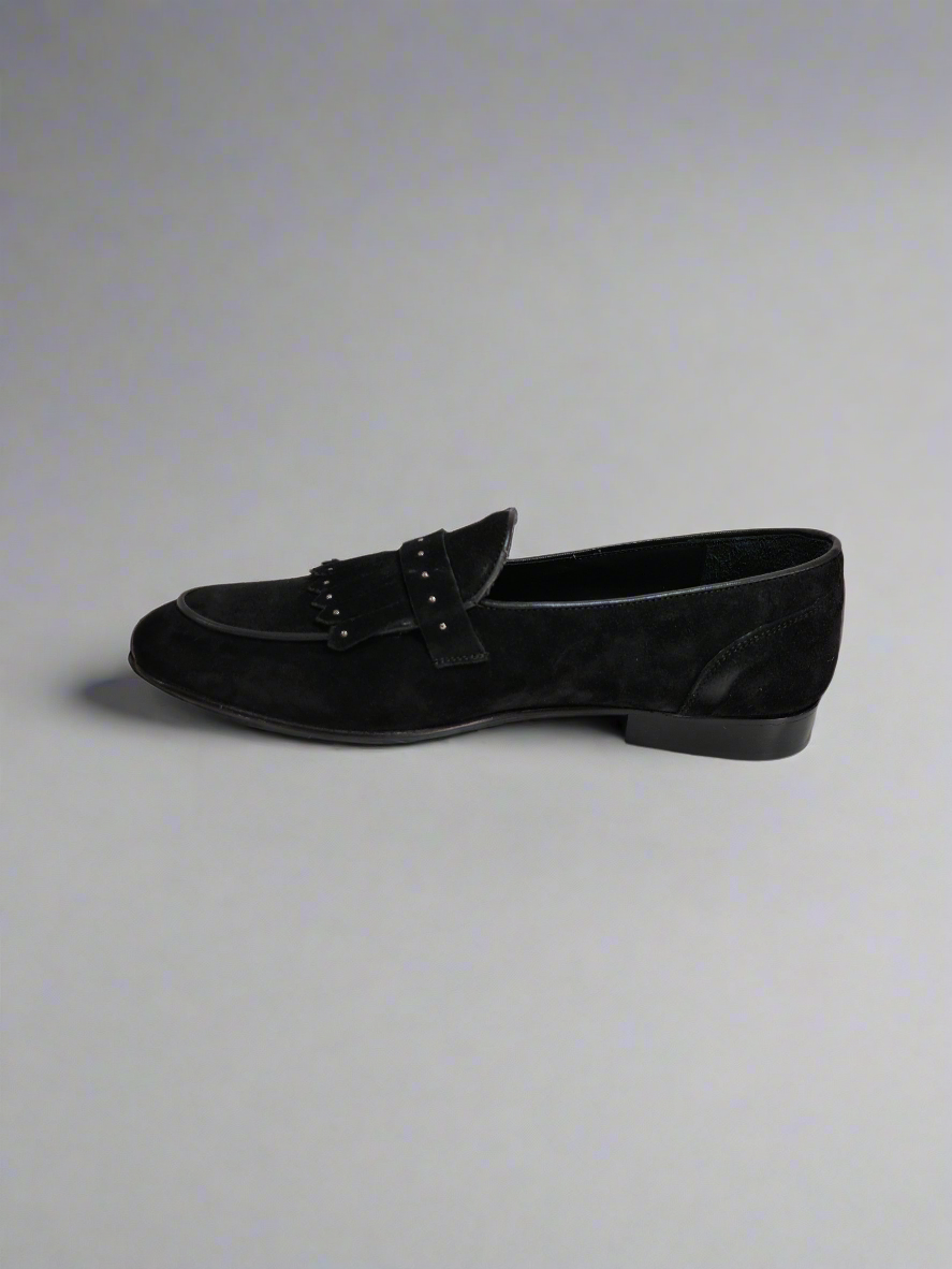 FERRINO Milano - Slippers con borchie camoscio Nero