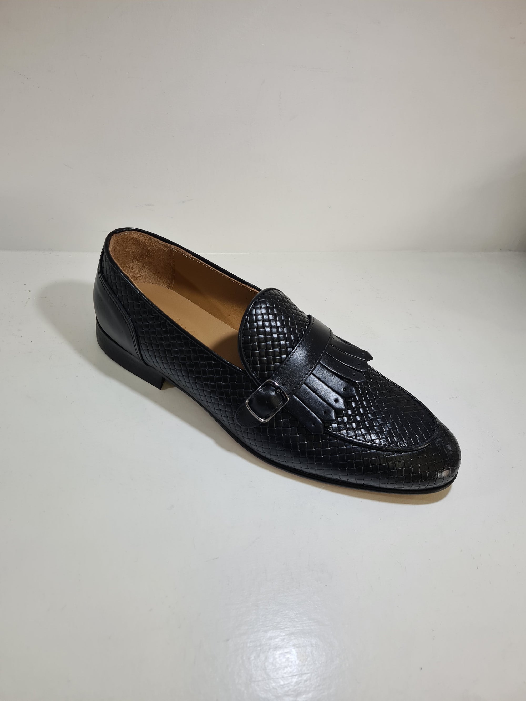 FERRINO Milano - A115 Fibbia e Frangia Pelle Stampato Nero