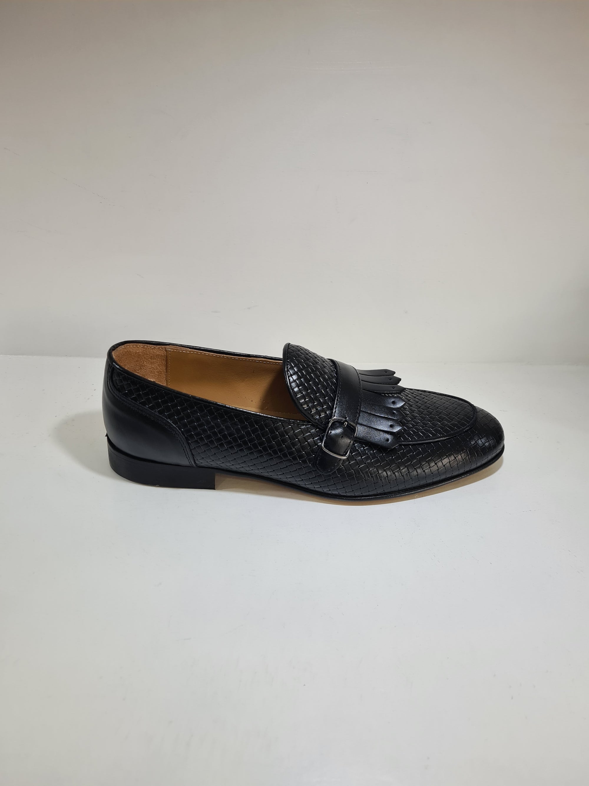FERRINO Milano - A115 Fibbia e Frangia Pelle Stampato Nero