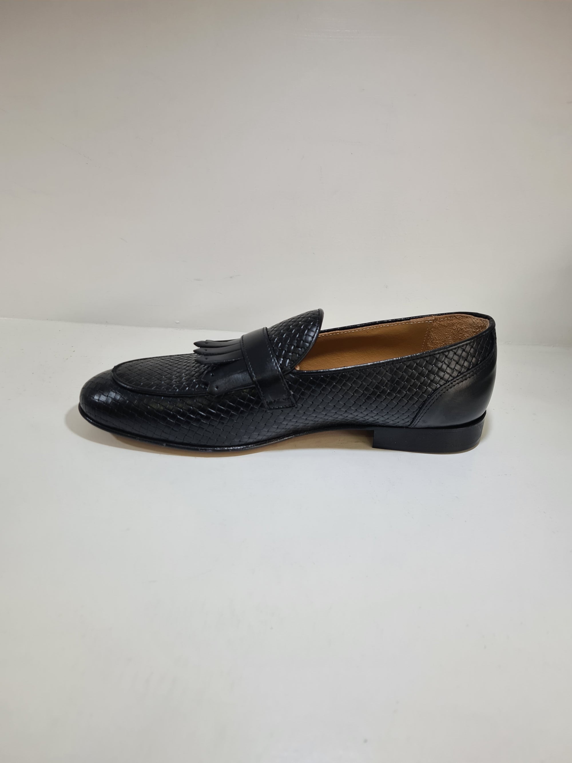 FERRINO Milano - A115 Fibbia e Frangia Pelle Stampato Nero