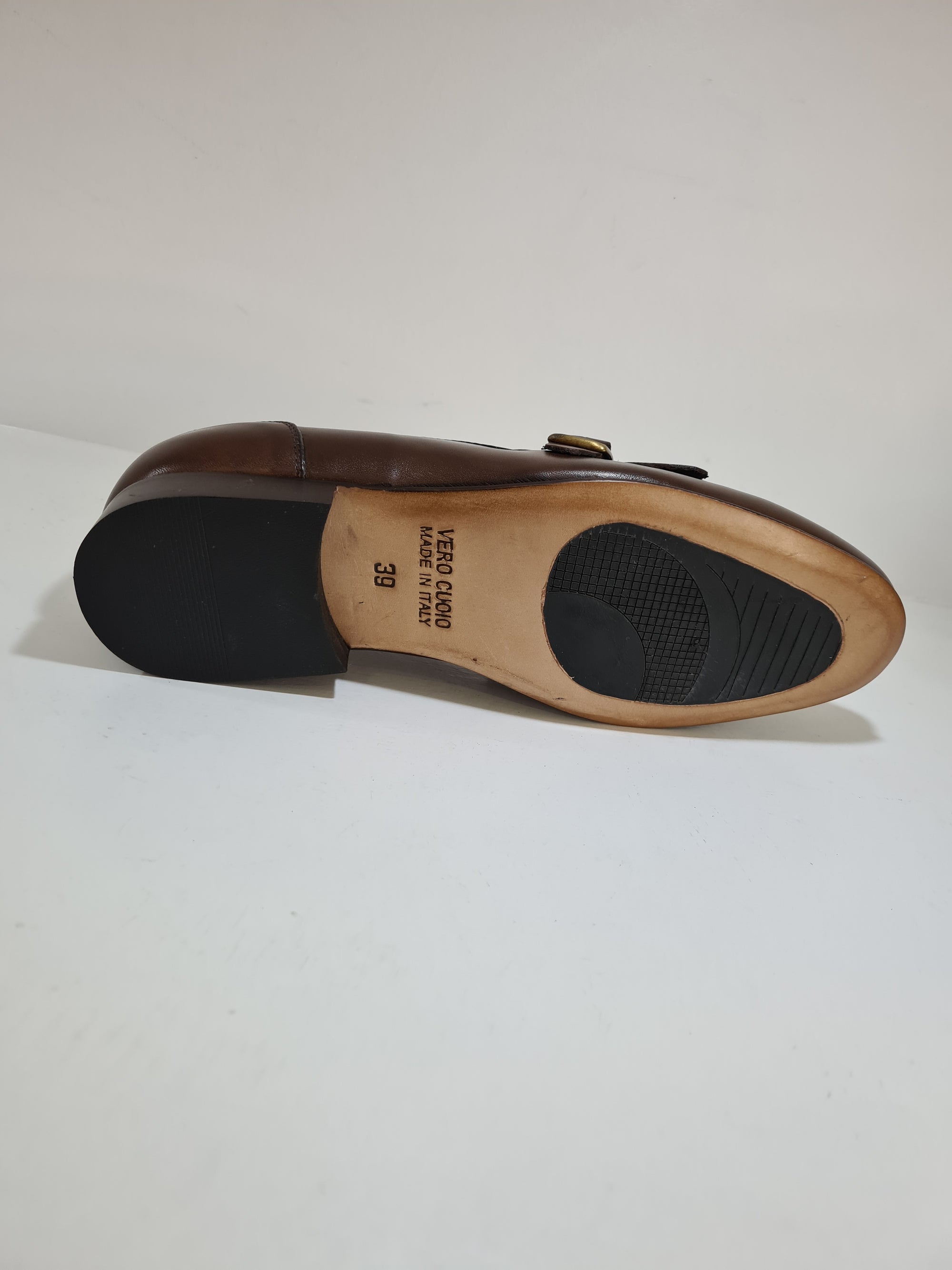 FERRINO Milano - Slippers con frangia e fibbia Pelle Testa di moro