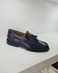 C346 - College frangia e nappine Pelle Blu