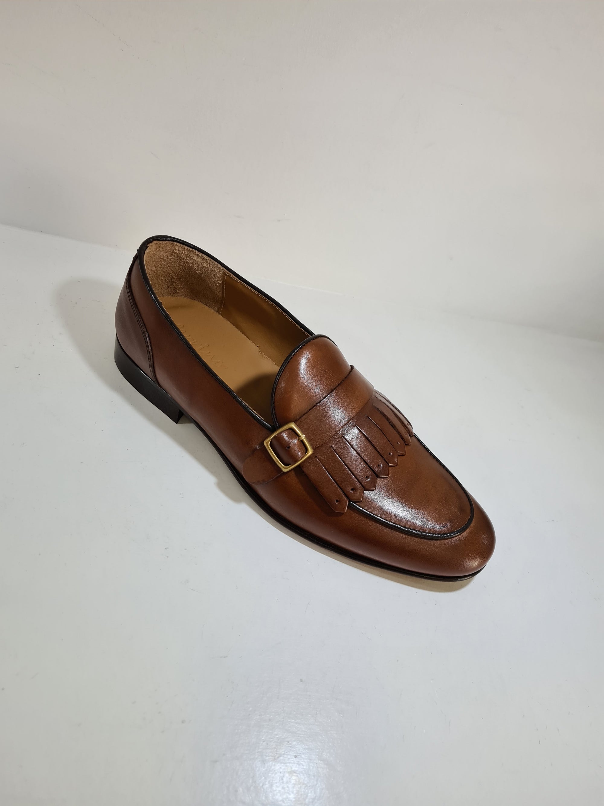 FERRINO Milano - Slippers con fibbia e frangia Pelle Cuoio