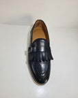 FERRINO Milano - Slippers con fibbia e frangia Pelle Blu