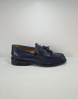 C346 - College frangia e nappine Pelle Blu