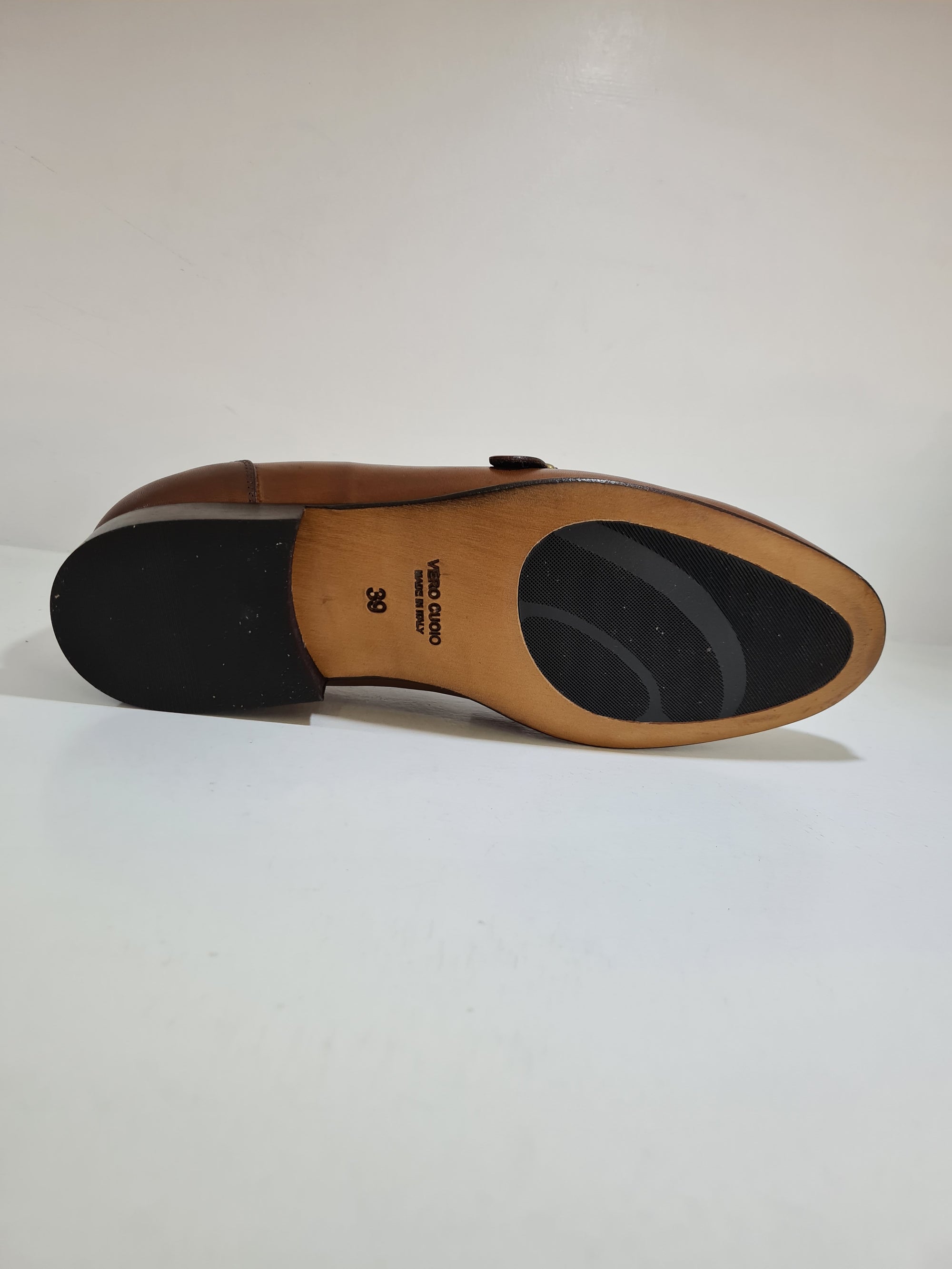 FERRINO Milano - Slippers con fibbia e frangia Pelle Cuoio
