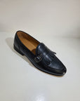 FERRINO Milano - Slippers con fibbia e frangia Pelle Blu