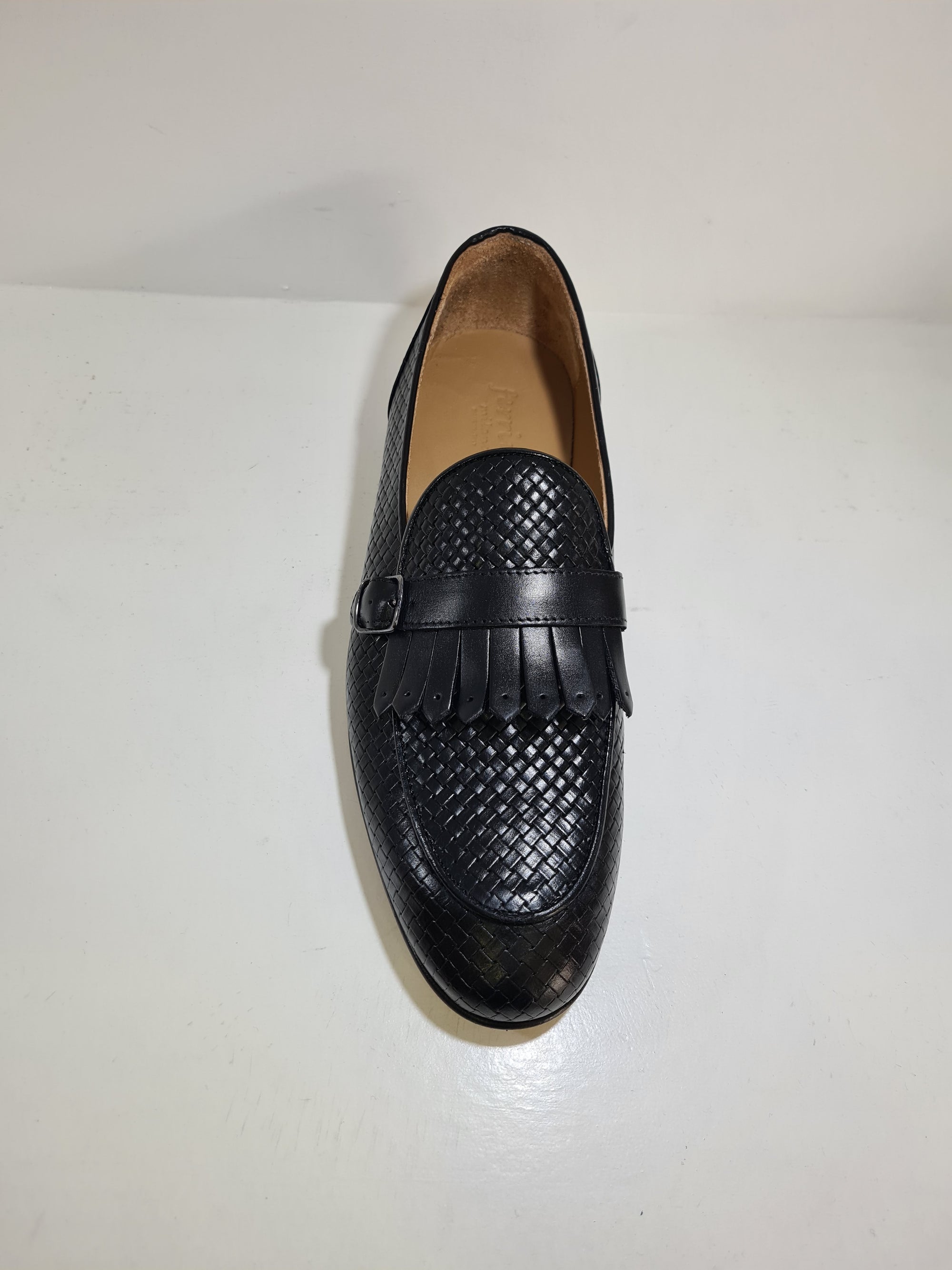 FERRINO Milano - A115 Fibbia e Frangia Pelle Stampato Nero