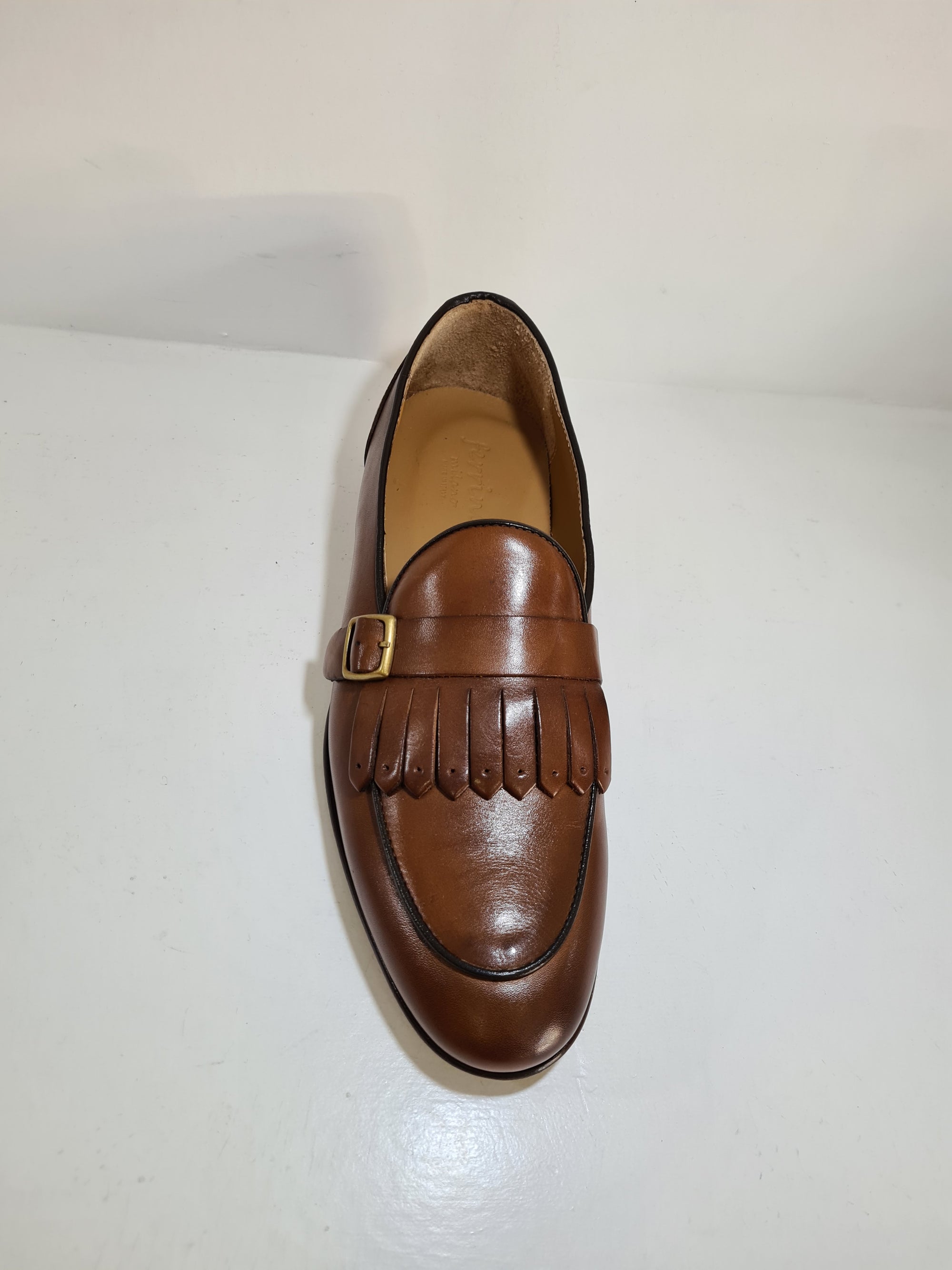FERRINO Milano - Slippers con fibbia e frangia Pelle Cuoio