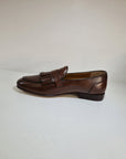 FERRINO Milano - Slippers con frangia e fibbia Pelle Testa di moro