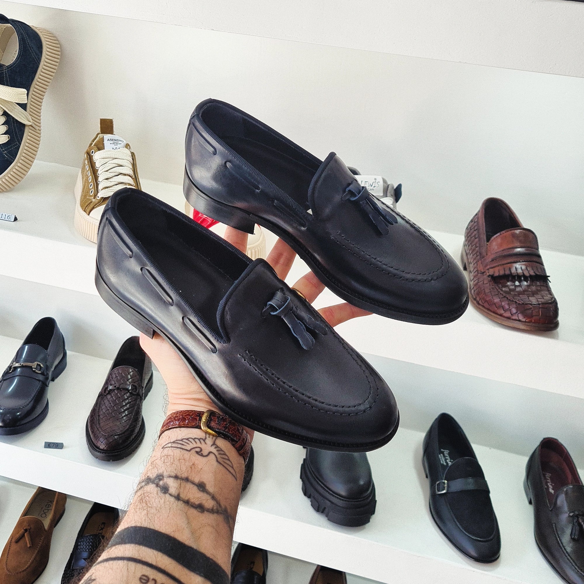 SORRENTINO Line - ELE MP Mocassino con nappine Pelle Blu