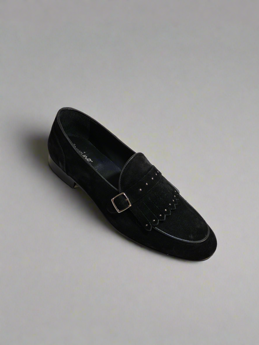 FERRINO Milano - Slippers con borchie camoscio Nero