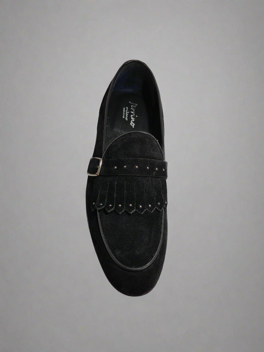 FERRINO Milano - Slippers con borchie camoscio Nero