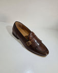 FERRINO Milano - Slippers con frangia e fibbia Pelle Testa di moro