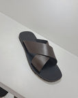 V.F. - Sandalo Doppia/Fascia Pelle Testa di moro