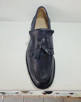 C346 - College frangia e nappine Pelle Blu