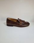 FERRINO Milano - Slippers con frangia e fibbia Pelle Testa di moro