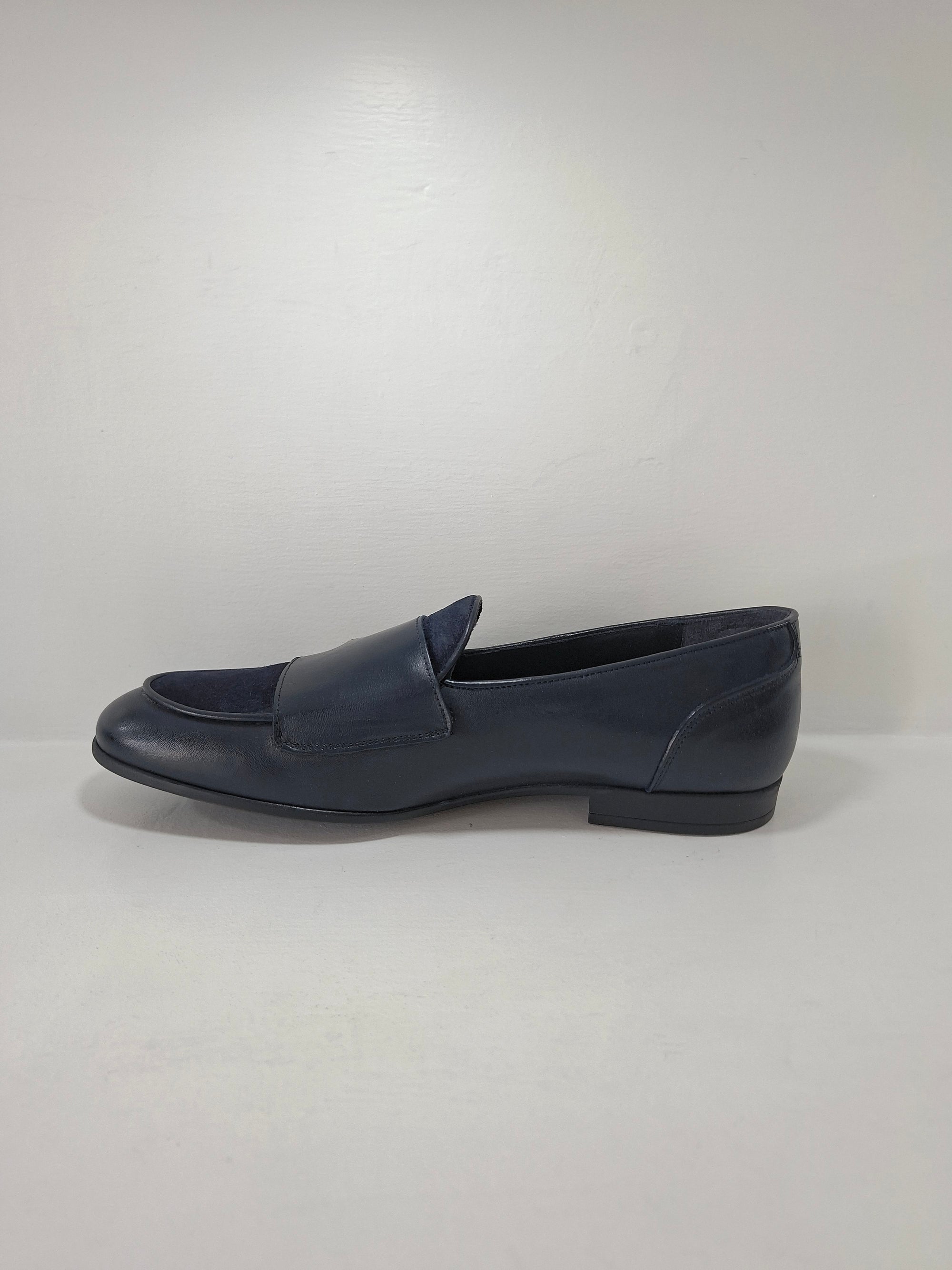 FERRINO Milano - A108 Doppia fibbia Pelle Blu / Camoscio Blu