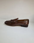 FERRINO Milano - Slippers con frangia e fibbia Pelle Testa di moro